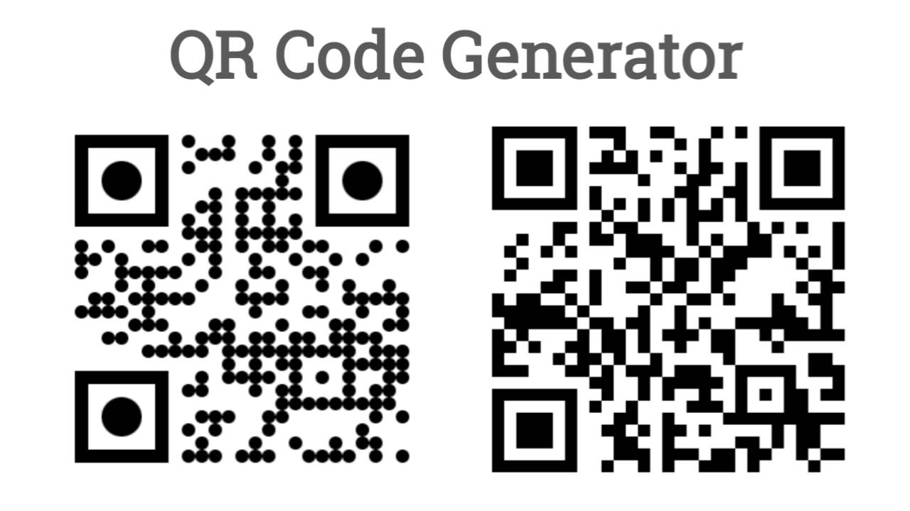 Two black-and-white QR codes side by side, representing QR codes created using an online QR Code Generator tool.