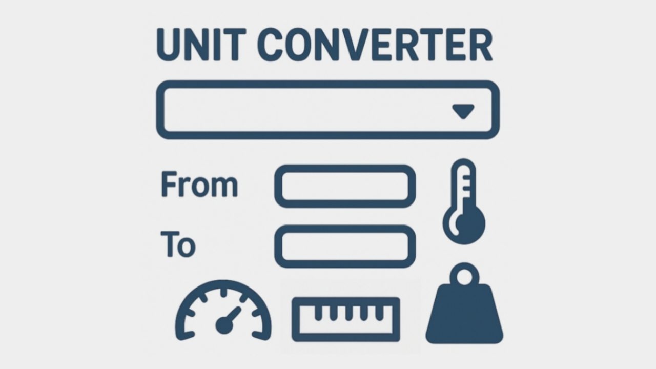 Unit Converter thumbnail with icons for length, weight, temperature, volume, area, speed, time, energy, digital storage, pressure, and fuel efficiency