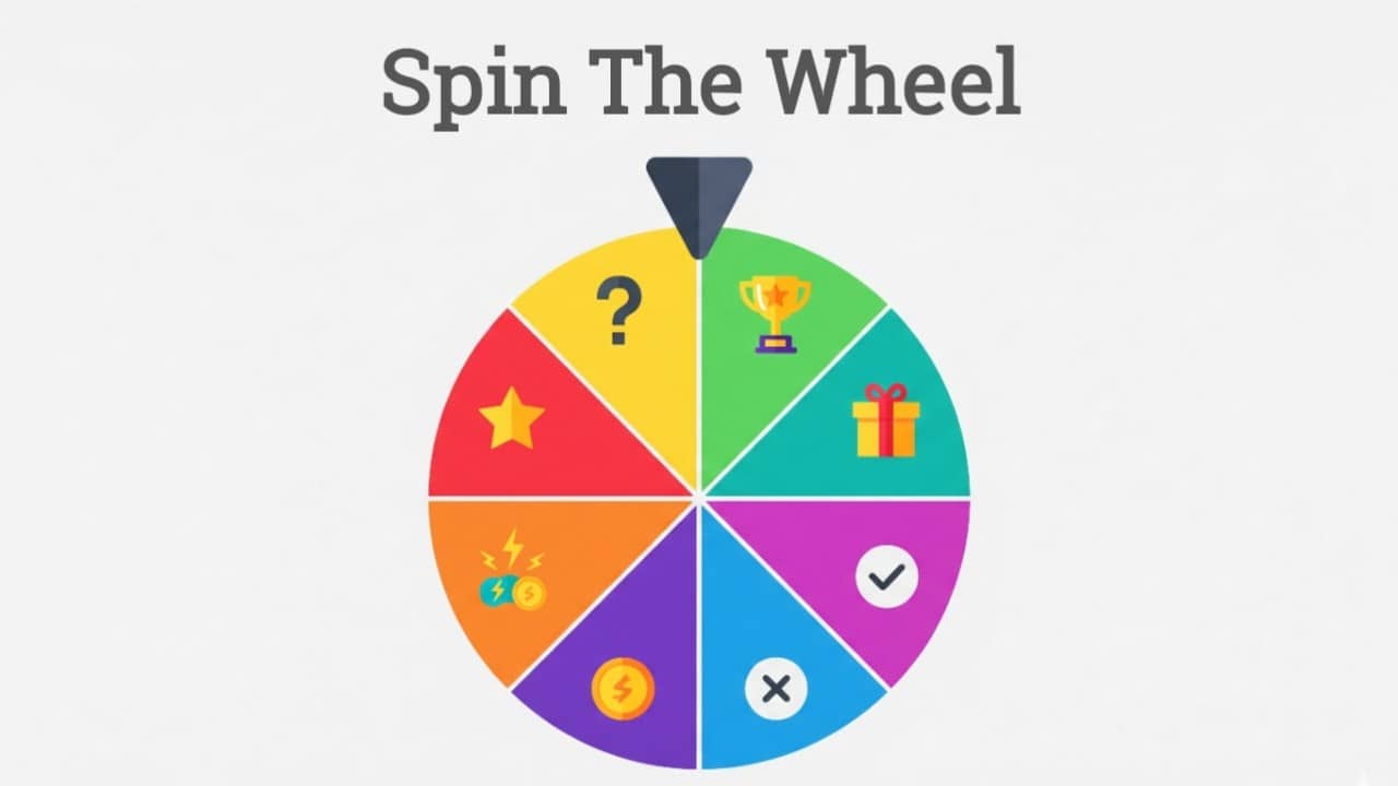 Spin the Wheel game with colorful segments and icons