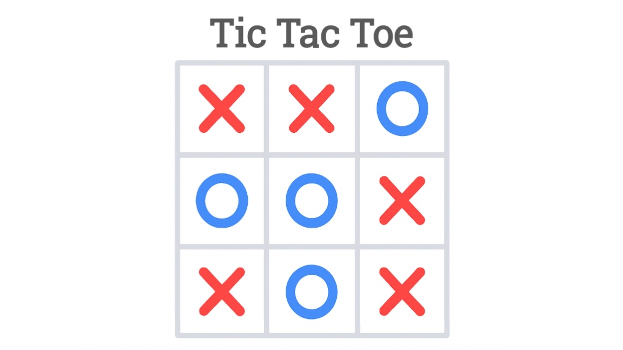 Free Tic Tac Toe online game board with red X and blue O