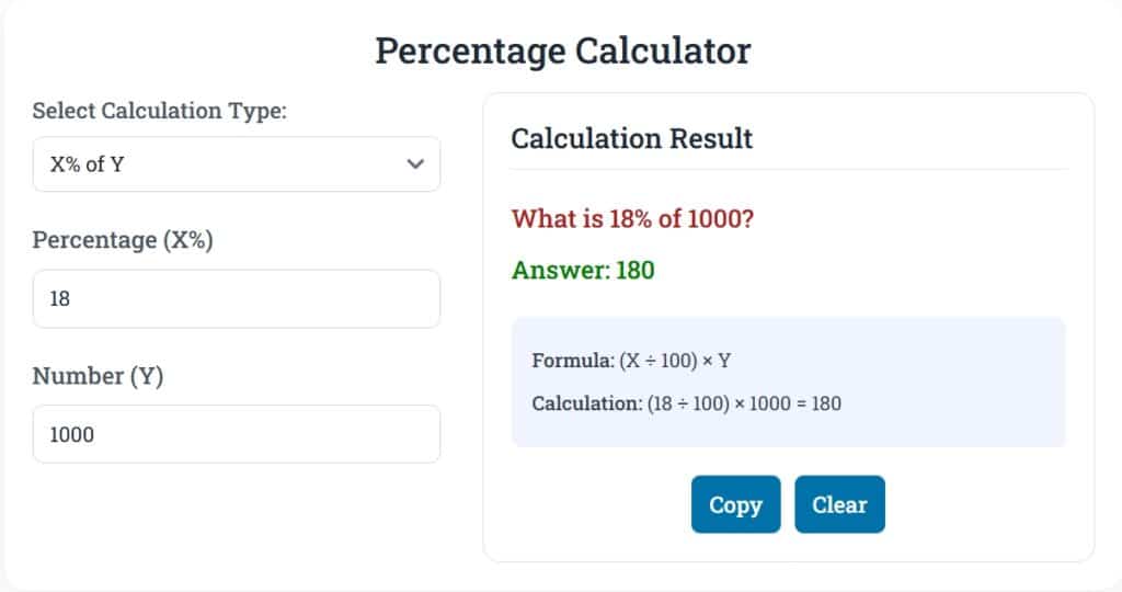 gst calculation on soulatools percentage calculator