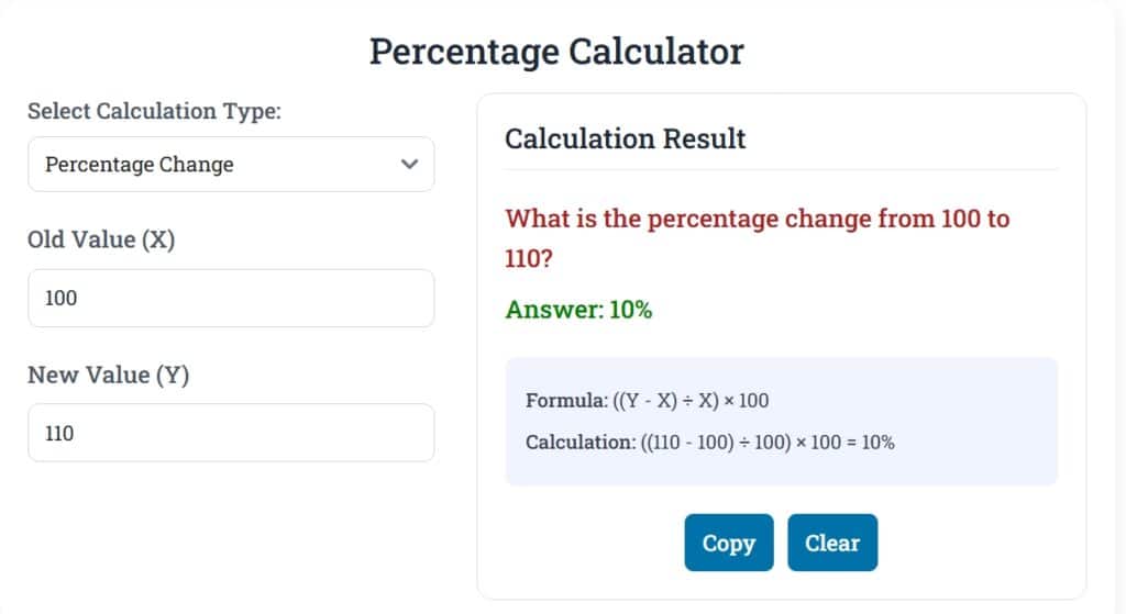 percentage change calculation