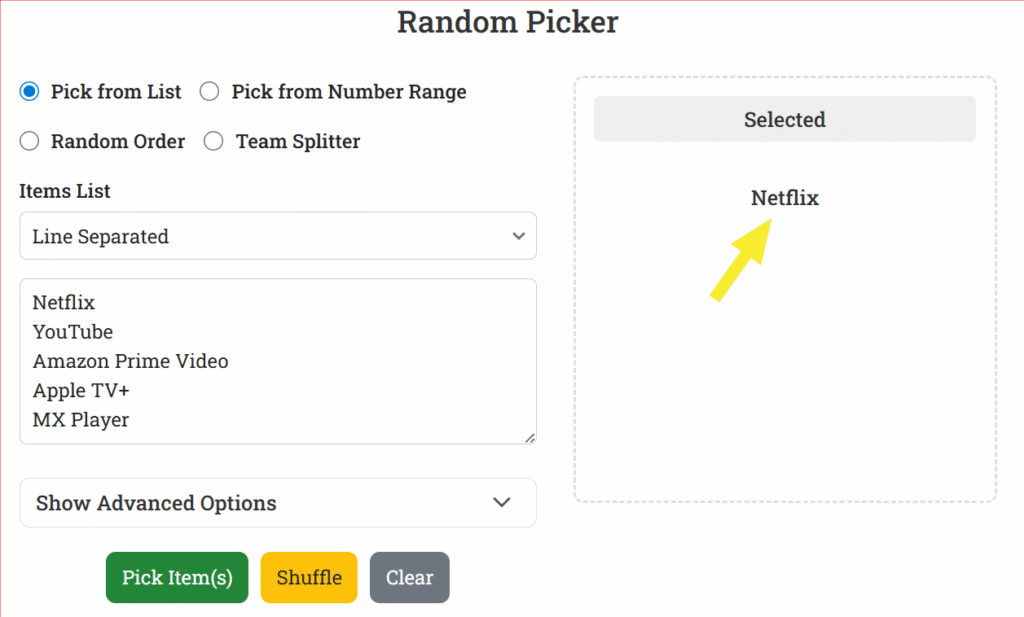 Choosing What to Watch with soulatools Random Picker